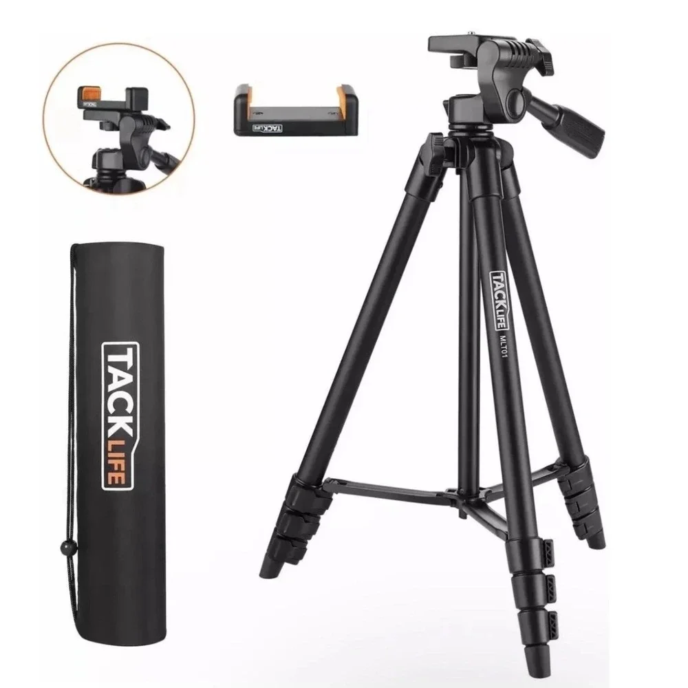 TACKLIFE MLT01 Lightweight Aluminum Camera Phone Tripod with Carry Bag Black